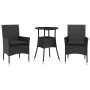 Set comedor jardín 3 pzas cojines ratán sintético vidrio negro en Conjuntos de jardín | Comprar online en Foru.es
