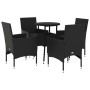 Set comedor jardín 5 pzas cojines ratán sintético vidrio negro en Conjuntos de jardín | Comprar online en Foru.es
