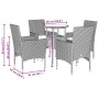 Set comedor jardín 5 pzas cojines ratán sintético vidrio negro en Conjuntos de jardín | Comprar online en Foru.es