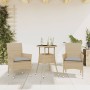 Set comedor jardín 3 pzas cojines ratán sintético vidrio beige en Conjuntos de jardín | Comprar online en Foru.es