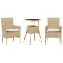 Set comedor jardín 3 pzas cojines ratán sintético vidrio beige en Conjuntos de jardín | Comprar online en Foru.es
