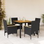 Set de comedor jardín 5 pzas con cojines ratán PE acacia negro en Conjuntos de jardín | Comprar online en Foru.es