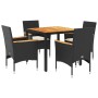 Set de comedor jardín 5 pzas con cojines ratán PE acacia negro en Conjuntos de jardín | Comprar online en Foru.es