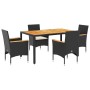 Set de comedor jardín 5 pzas con cojines ratán PE acacia negro en Conjuntos de jardín | Comprar online en Foru.es