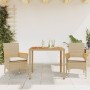 Set de comedor jardín 3 pzas con cojines ratán PE acacia beige en Conjuntos de jardín | Comprar online en Foru.es