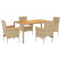 Set de comedor jardín 5 pzas con cojines ratán PE acacia beige en Conjuntos de jardín | Comprar online en Foru.es