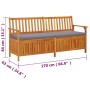 Banco de almacenaje con cojín madera maciza de acacia 170 cm de vidaXL, Bancos de jardín - Ref: Foro24-316741, Precio: 334,07...