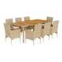 Set de comedor jardín 9 pzas con cojines ratán PE acacia beige en Conjuntos de jardín | Comprar online en Foru.es