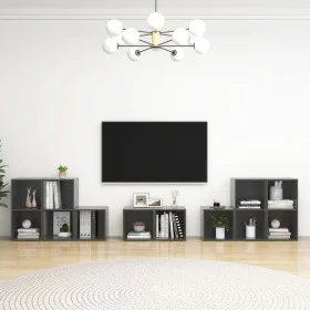 Muebles de salón 8 piezas madera de ingeniería gris brillo de vidaXL, Muebles TV - Ref: Foro24-3080068, Precio: 182,66 €, Des...