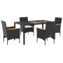 Set comedor jardín 5 pzas cojines ratán sintético vidrio negro en Conjuntos de jardín | Comprar online en Foru.es