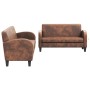 Conjunto de sofás 2 piezas ante artificial marrón en Sofás | Comprar online en Foru.es