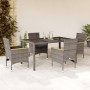 Set comedor jardín 5 pzas y cojines ratán sintético vidrio gris en Conjuntos de jardín | Comprar online en Foru.es