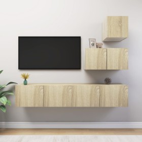Juego de muebles de salón 4 piezas roble Sonoma de vidaXL, Muebles TV - Ref: Foro24-3079050, Precio: 131,27 €, Descuento: %