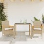 Set comedor jardín 3 pzas cojines ratán sintético vidrio beige en Conjuntos de jardín | Comprar online en Foru.es