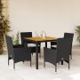 Set de comedor jardín 5 pzas con cojines ratán PE acacia negro en Conjuntos de jardín | Comprar online en Foru.es