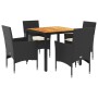 Set de comedor jardín 5 pzas con cojines ratán PE acacia negro en Conjuntos de jardín | Comprar online en Foru.es