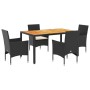 Set de comedor jardín 5 pzas con cojines ratán PE acacia negro en Conjuntos de jardín | Comprar online en Foru.es