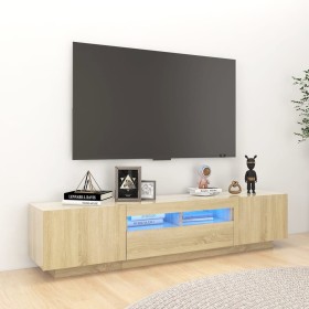 Armario TV con luces LED color roble Sonoma 180x35x40 cm de vidaXL, Muebles TV - Ref: Foro24-3081900, Precio: 114,47 €, Descu...