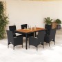 Set de comedor jardín 7 pzas con cojines ratán PE acacia negro en Conjuntos de jardín | Comprar online en Foru.es