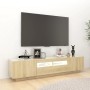 Armario TV con luces LED color roble Sonoma 180x35x40 cm de vidaXL, Muebles TV - Ref: Foro24-3081900, Precio: 114,47 €, Descu...