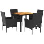 Set de comedor jardín 5 pzas con cojines ratán PE acacia negro en Conjuntos de jardín | Comprar online en Foru.es
