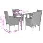 Set de comedor jardín 5 pzas con cojines ratán PE acacia negro en Conjuntos de jardín | Comprar online en Foru.es