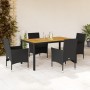 Set de comedor jardín 5 pzas con cojines ratán PE acacia negro en Conjuntos de jardín | Comprar online en Foru.es