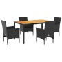 Set de comedor jardín 5 pzas con cojines ratán PE acacia negro en Conjuntos de jardín | Comprar online en Foru.es