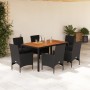 Set de comedor jardín 7 pzas con cojines ratán PE acacia negro en Conjuntos de jardín | Comprar online en Foru.es