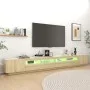 Armario TV con luces LED color roble Sonoma 300x35x40 cm de vidaXL, Muebles TV - Ref: Foro24-3081927, Precio: 180,16 €, Descu...