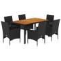Set de comedor jardín 7 pzas con cojines ratán PE acacia negro en Conjuntos de jardín | Comprar online en Foru.es