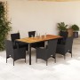 Set de comedor jardín 7 pzas con cojines ratán PE acacia negro en Conjuntos de jardín | Comprar online en Foru.es