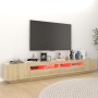 Armario TV con luces LED color roble Sonoma 260x35x40 cm de vidaXL, Muebles TV - Ref: Foro24-3081918, Precio: 178,72 €, Descu...