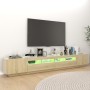 Armario TV con luces LED color roble Sonoma 260x35x40 cm de vidaXL, Muebles TV - Ref: Foro24-3081918, Precio: 178,72 €, Descu...