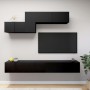Set de muebles de salón TV 6 pzas madera de ingeniería negro de vidaXL, Muebles TV - Ref: Foro24-3078835, Precio: 246,15 €, D...