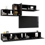 Set de muebles de salón TV 6 pzas madera de ingeniería negro de vidaXL, Muebles TV - Ref: Foro24-3078835, Precio: 246,15 €, D...