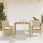 Set de comedor jardín 3 pzas con cojines ratán PE acacia beige en Conjuntos de jardín | Comprar online en Foru.es