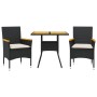 Set de comedor jardín 3 pzas con cojines ratán PE acacia negro en Conjuntos de jardín | Comprar online en Foru.es