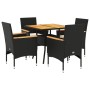 Set de comedor jardín 5 pzas con cojines ratán PE acacia negro en Conjuntos de jardín | Comprar online en Foru.es