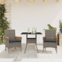 Set comedor jardín 3 pzas y cojines ratán sintético vidrio gris en Conjuntos de jardín | Comprar online en Foru.es