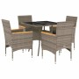 Set comedor jardín 5 pzas y cojines ratán sintético vidrio gris en Conjuntos de jardín | Comprar online en Foru.es