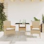 Set comedor jardín 3 pzas cojines ratán sintético vidrio beige en Conjuntos de jardín | Comprar online en Foru.es