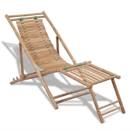 Tumbona de exterior con reposapiés bambú de vidaXL, Tumbonas - Ref: Foro24-41492, Precio: 90,41 €, Descuento: %