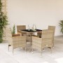 Set comedor jardín 5 pzas cojines ratán sintético vidrio beige en Conjuntos de jardín | Comprar online en Foru.es