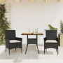 Set de comedor jardín 3 pzas con cojines ratán PE acacia negro en Conjuntos de jardín | Comprar online en Foru.es