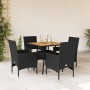 Set de comedor jardín 5 pzas con cojines ratán PE acacia negro en Conjuntos de jardín | Comprar online en Foru.es