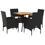 Set de comedor jardín 5 pzas con cojines ratán PE acacia negro en Conjuntos de jardín | Comprar online en Foru.es