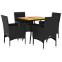 Set de comedor jardín 5 pzas con cojines ratán PE acacia negro en Conjuntos de jardín | Comprar online en Foru.es