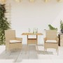 Set de comedor jardín 3 pzas con cojines ratán PE acacia beige en Conjuntos de jardín | Comprar online en Foru.es
