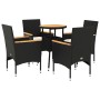 Set de comedor jardín 5 pzas con cojines ratán PE acacia negro en Conjuntos de jardín | Comprar online en Foru.es